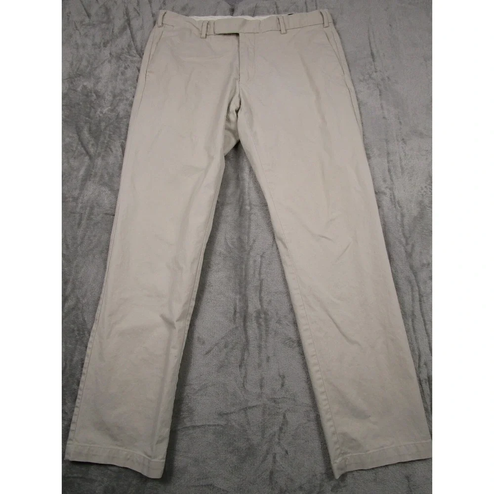 Polo Ralph Lauren Pants Mens 36x32 Beige Stretch Custom Fit Preppy Chino
